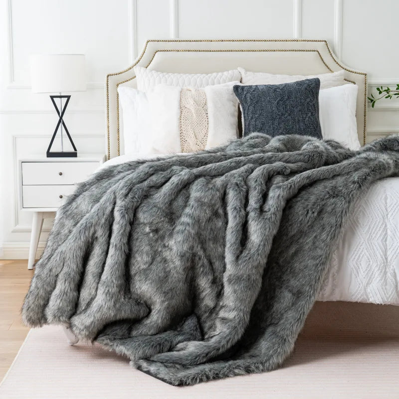 Sanza Fleece Deken voor op de Bank | Zacht, Warm met Vossenprint