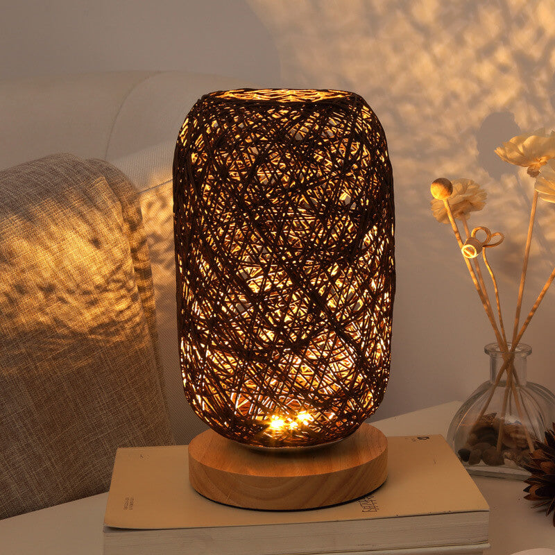 Sento Tafellamp | Rotan & Hout, Japandi-Stijl