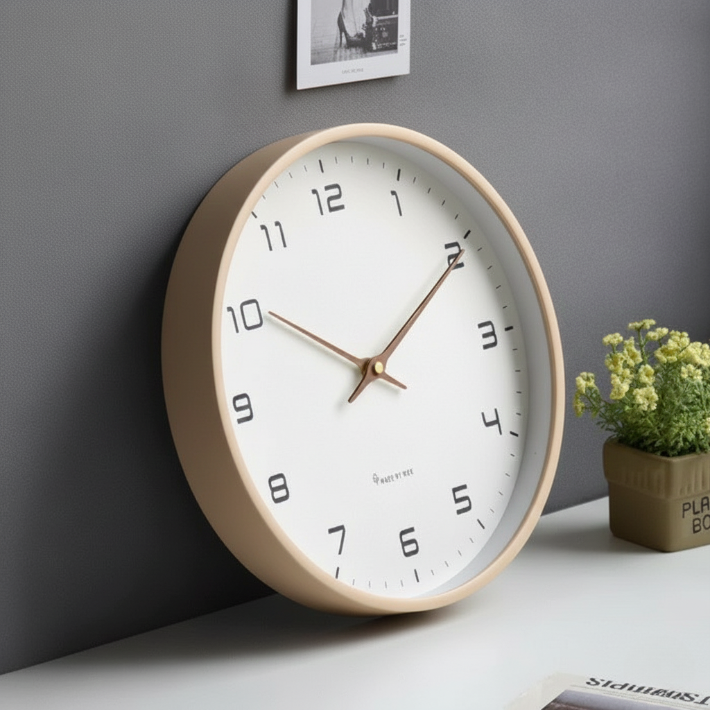 Sento Wandklok | Scandinavisch Massief Hout, Fluisterstil
