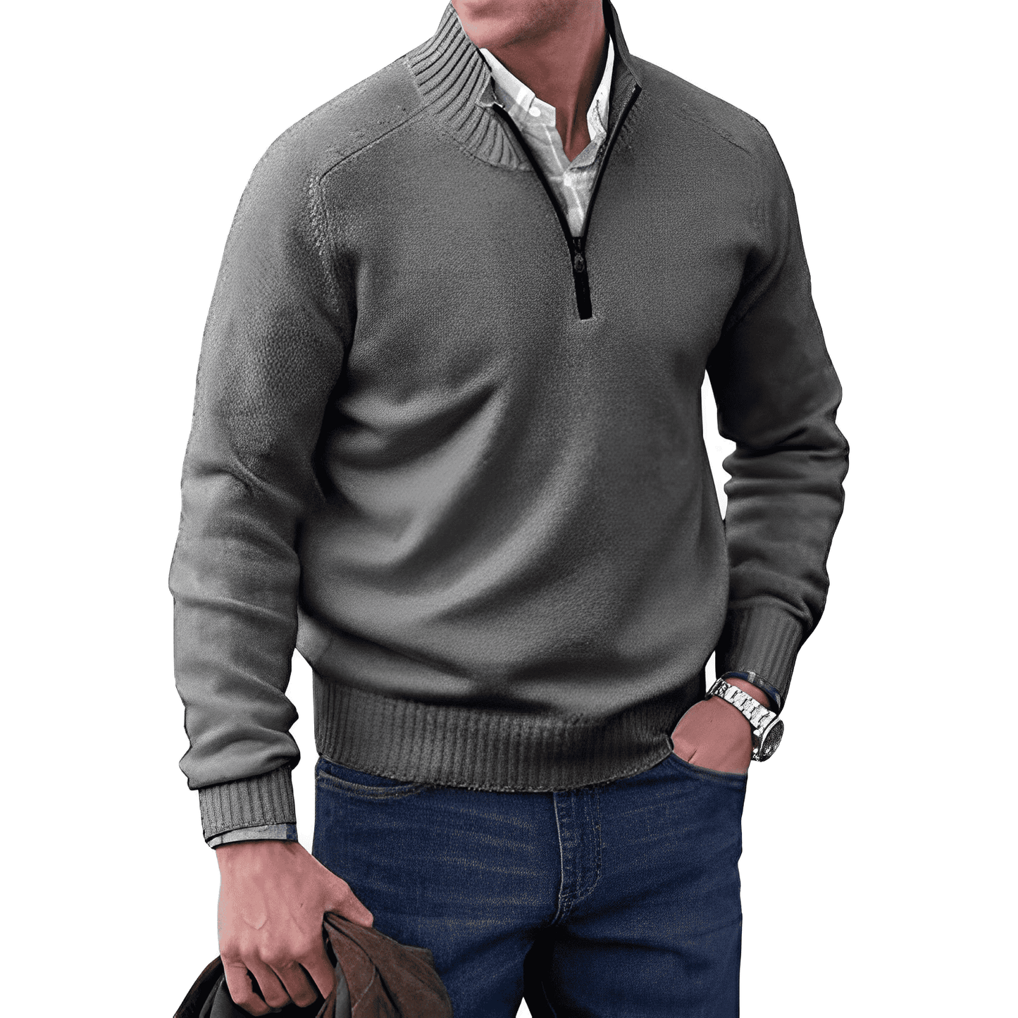 Benoit elegante trui met ritssluiting