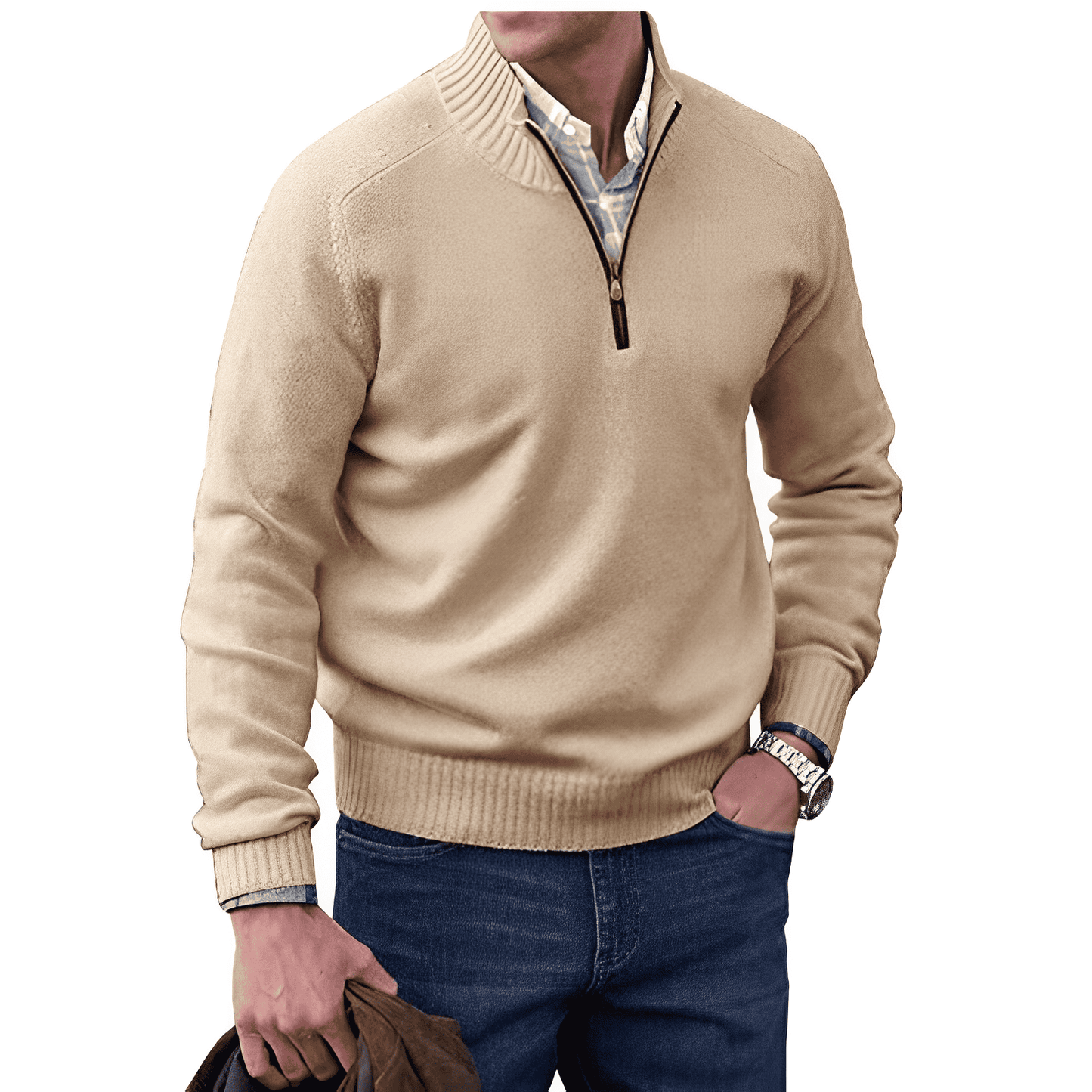 Benoit elegante trui met ritssluiting
