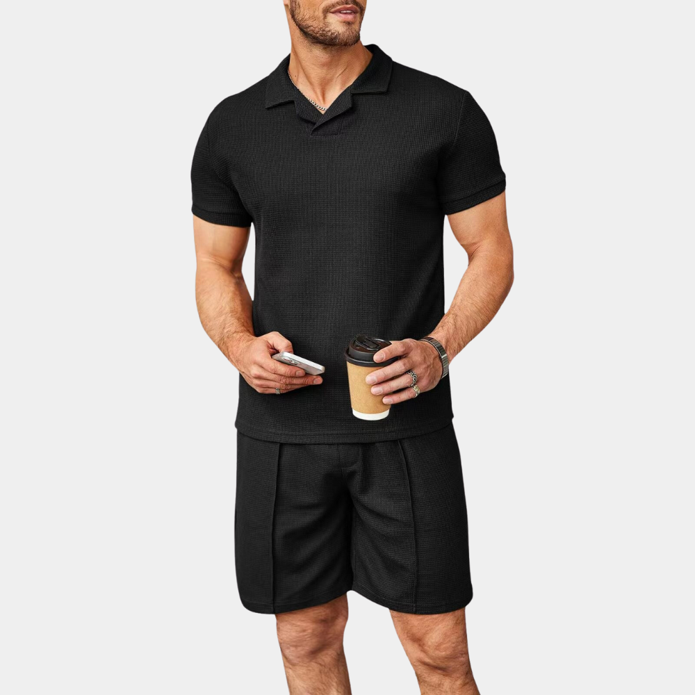 Heren zomerset – polo zonder knoopjes met korte broek