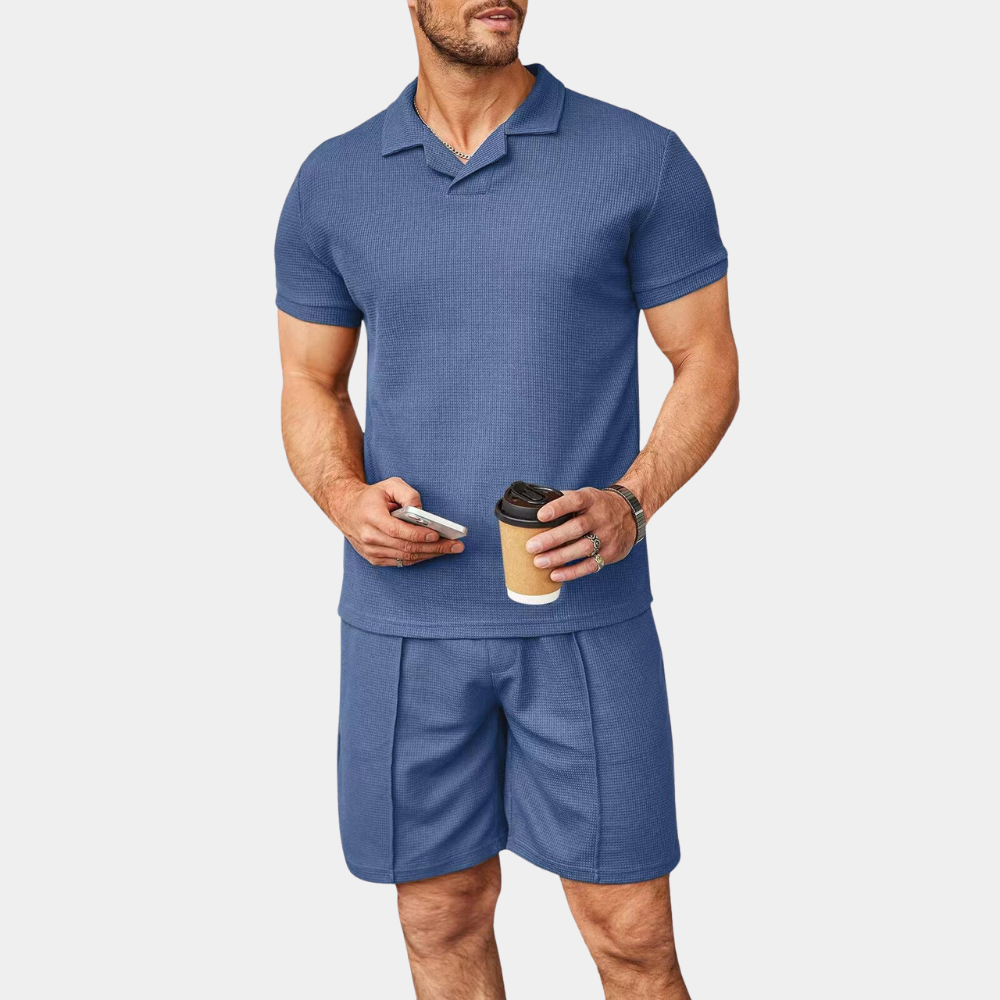 Heren zomerset – polo zonder knoopjes met korte broek