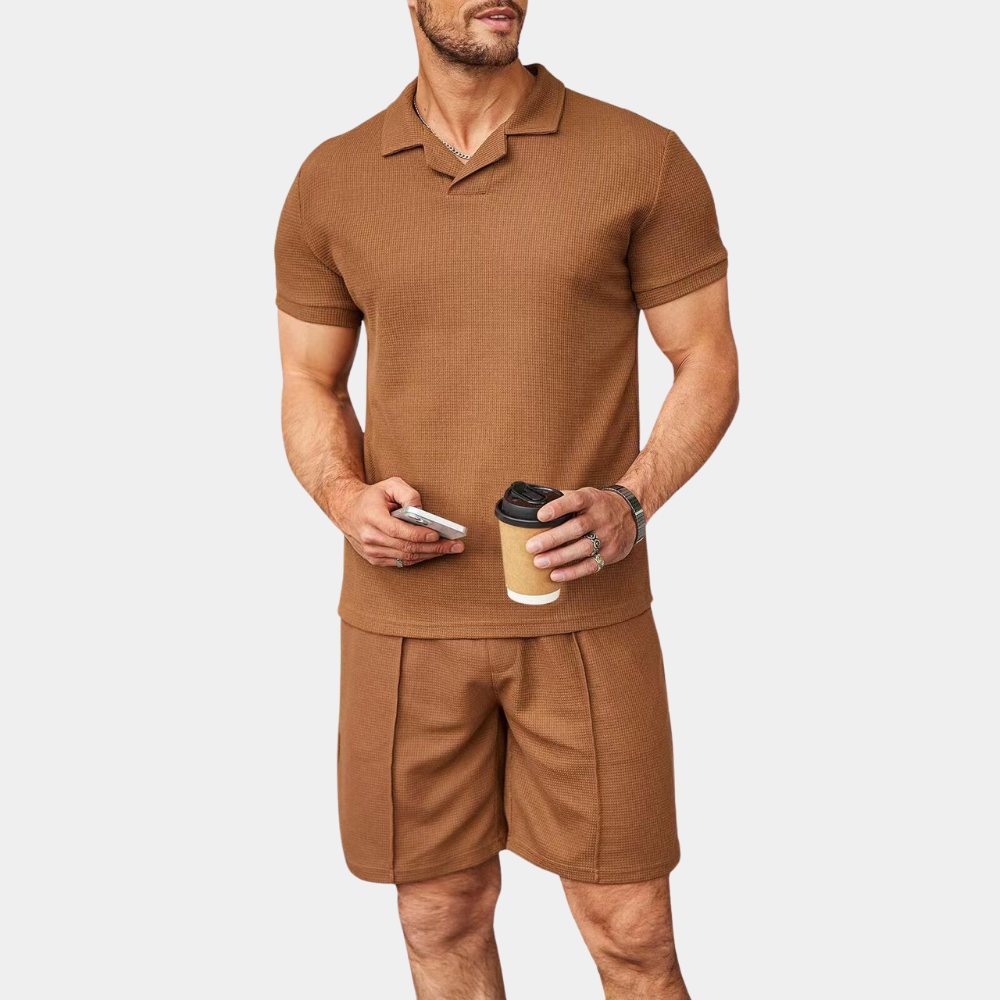 Heren zomerset – polo zonder knoopjes met korte broek