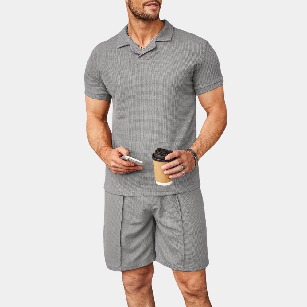 Heren zomerset – polo zonder knoopjes met korte broek