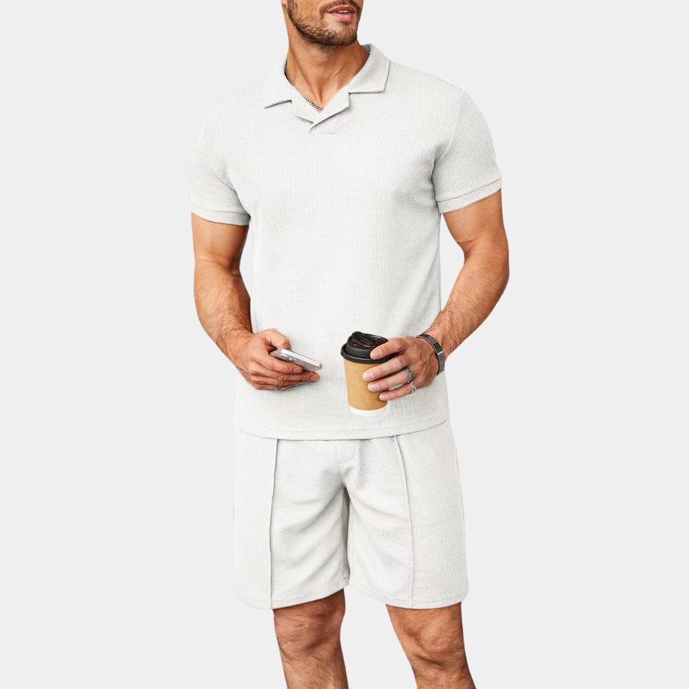Heren zomerset – polo zonder knoopjes met korte broek