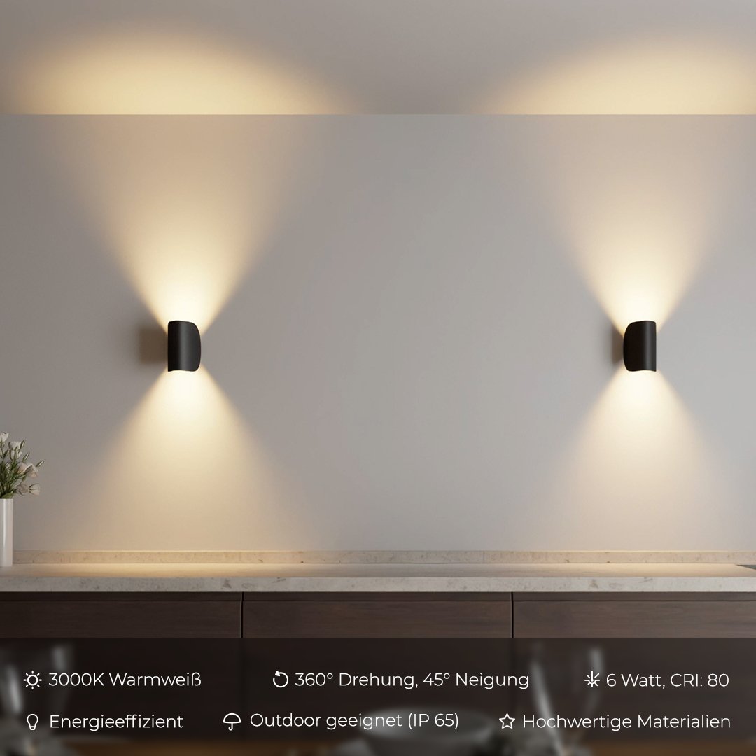 Doro Wandlamp Zwart | Draaibaar, IP65 Waterdicht Aluminium voor Binnen en Buiten