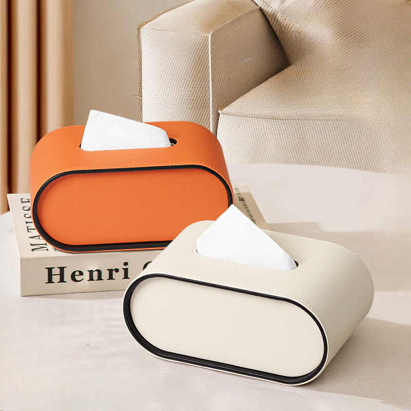 Elios Tissuebox | Hoogwaardig Leer, Ovaal Design