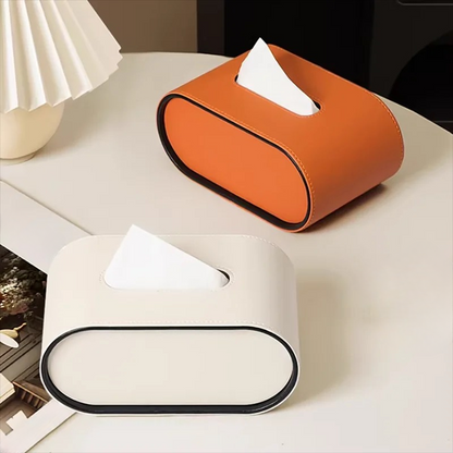 Elios Tissuebox | Hoogwaardig Leer, Ovaal Design