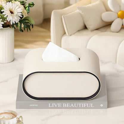 Elios Tissuebox | Hoogwaardig Leer, Ovaal Design