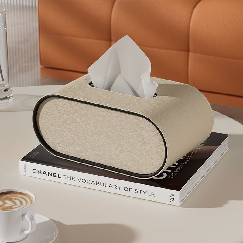 Elios Tissuebox | Hoogwaardig Leer, Ovaal Design
