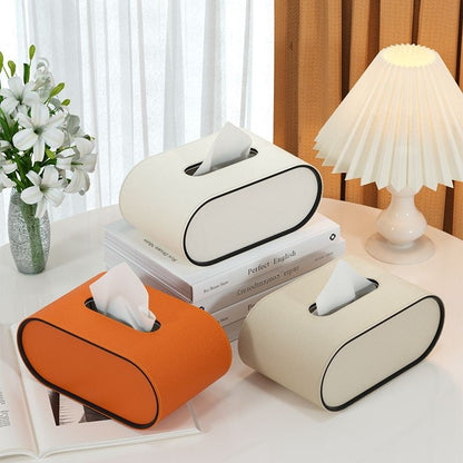 Elios Tissuebox | Hoogwaardig Leer, Ovaal Design