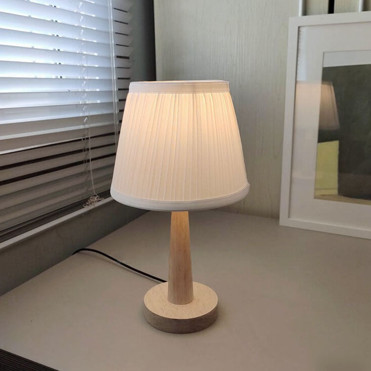 Haro Tafellamp | Modern Hout met Stoffen Kap, E26 Plug-in