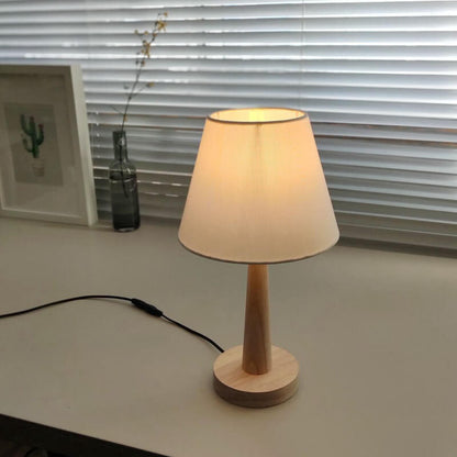 Haro Tafellamp | Modern Hout met Stoffen Kap, E26 Plug-in