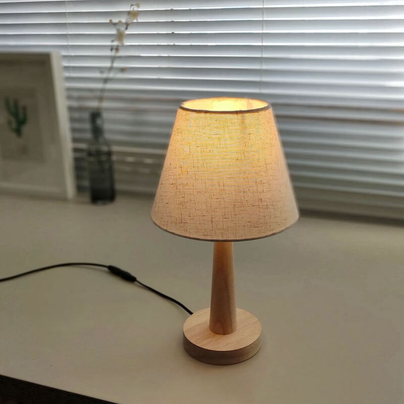 Haro Tafellamp | Modern Hout met Stoffen Kap, E26 Plug-in