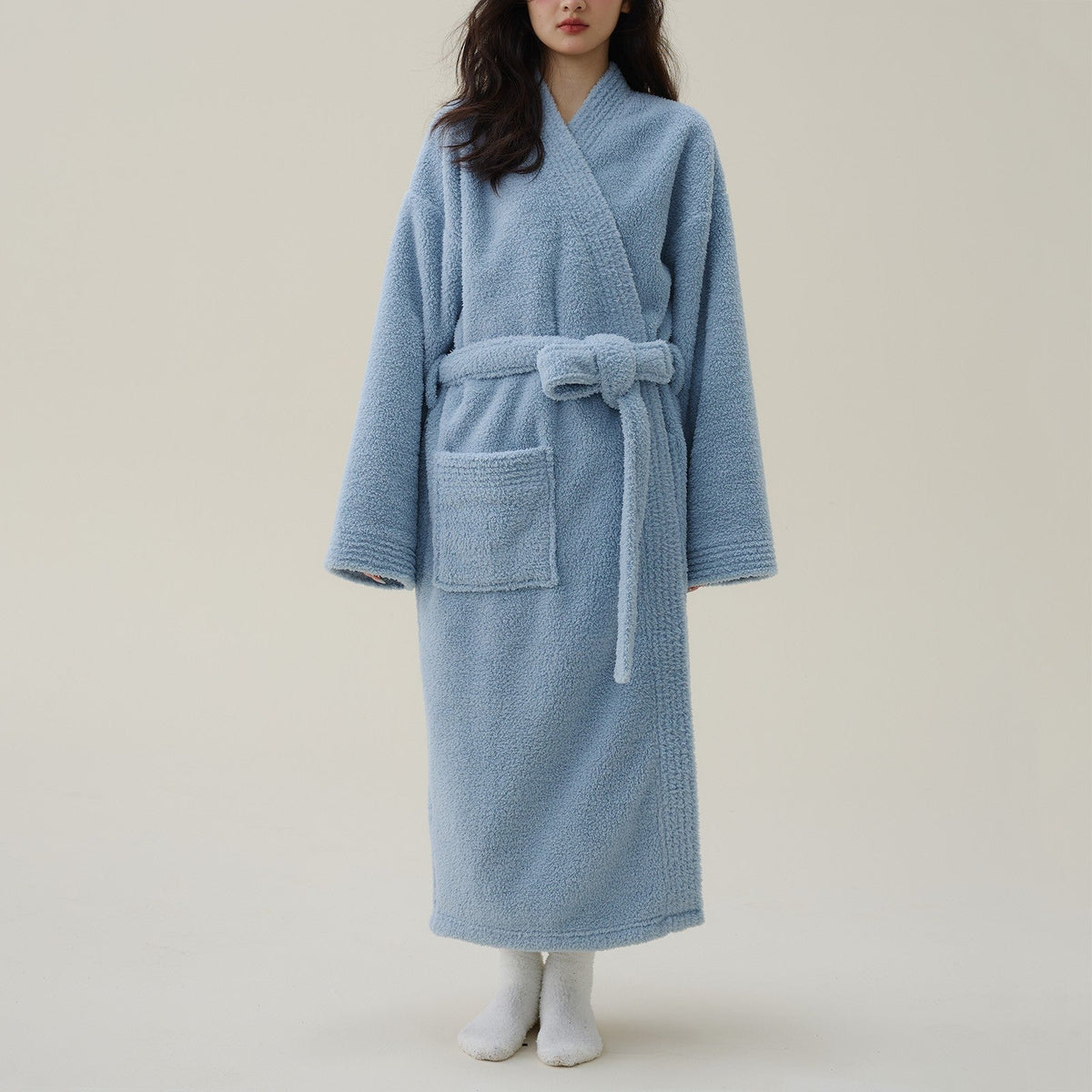 Liora Flanellen Badjas | Dikke Fleece, Kimono Pasvorm