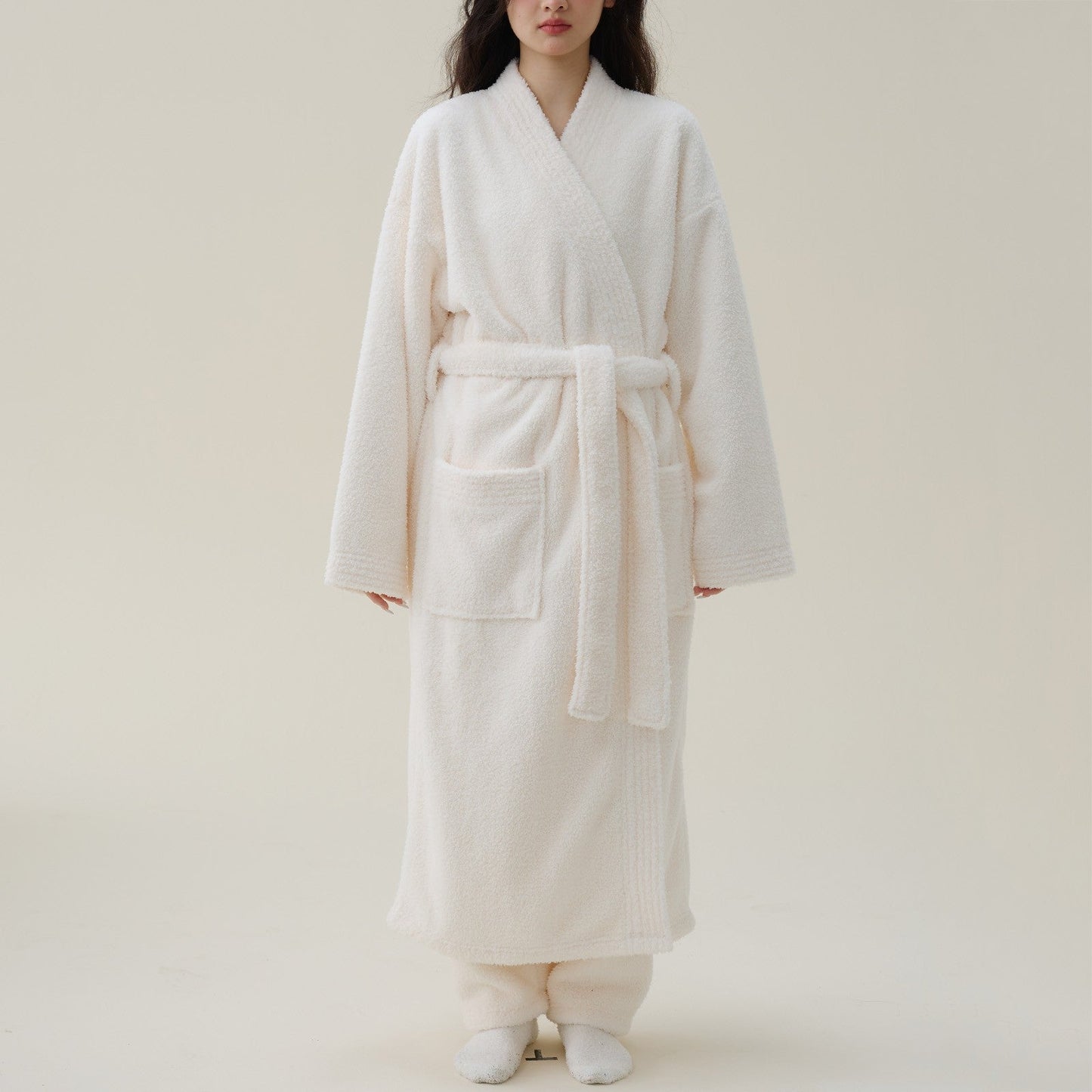 Liora Flanellen Badjas | Dikke Fleece, Kimono Pasvorm