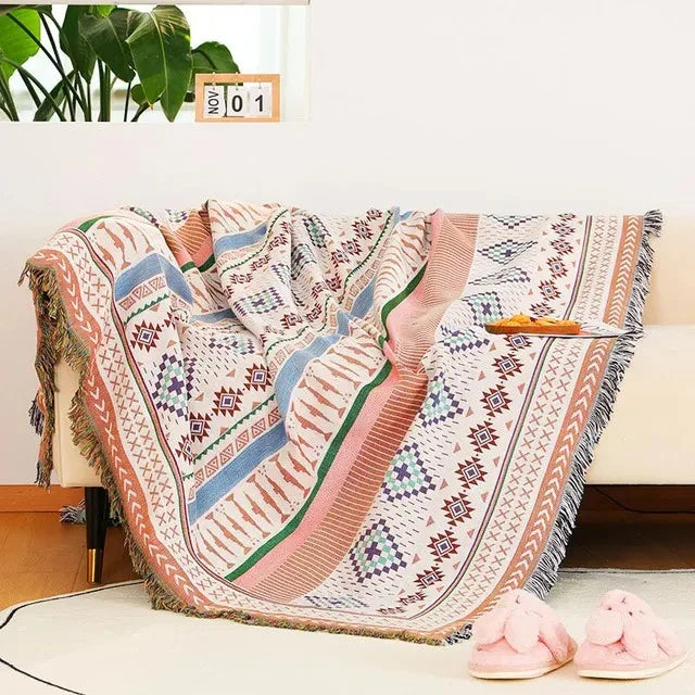 Liora Gooi Deken | Jacquard Geweven, Katoen-Polyester, Kleurrijk, Warm