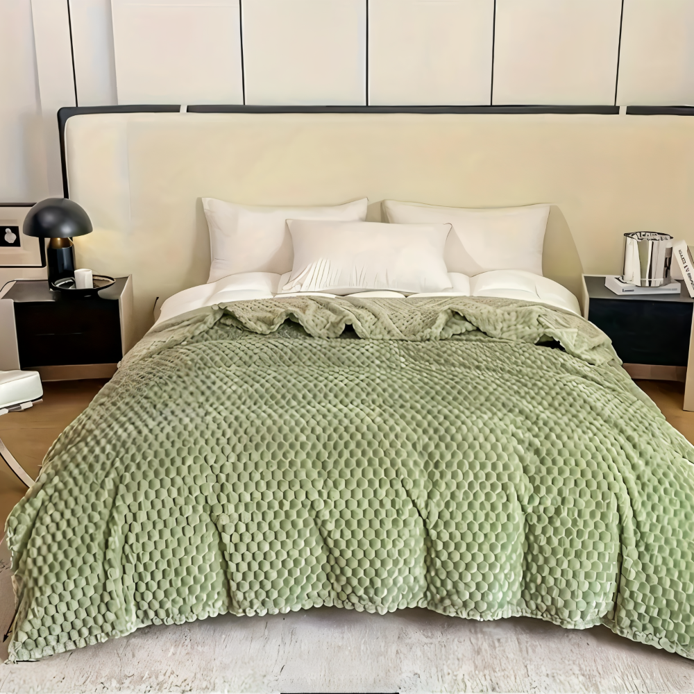 Liora Pluche Fleece Deken | Warmtevasthoudend Polyester, Geometrisch Design