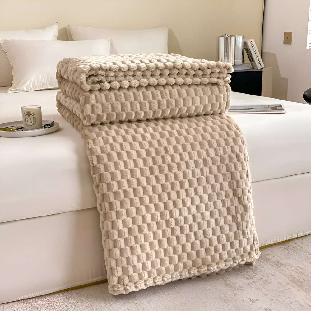 Liora Pluche Fleece Deken | Warmtevasthoudend Polyester, Geometrisch Design