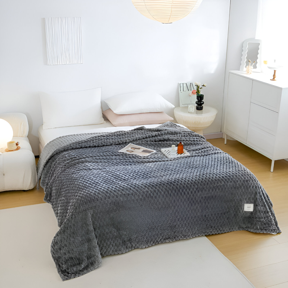 Liora Pluche Fleece Deken | Warmtevasthoudend Polyester, Geometrisch Design