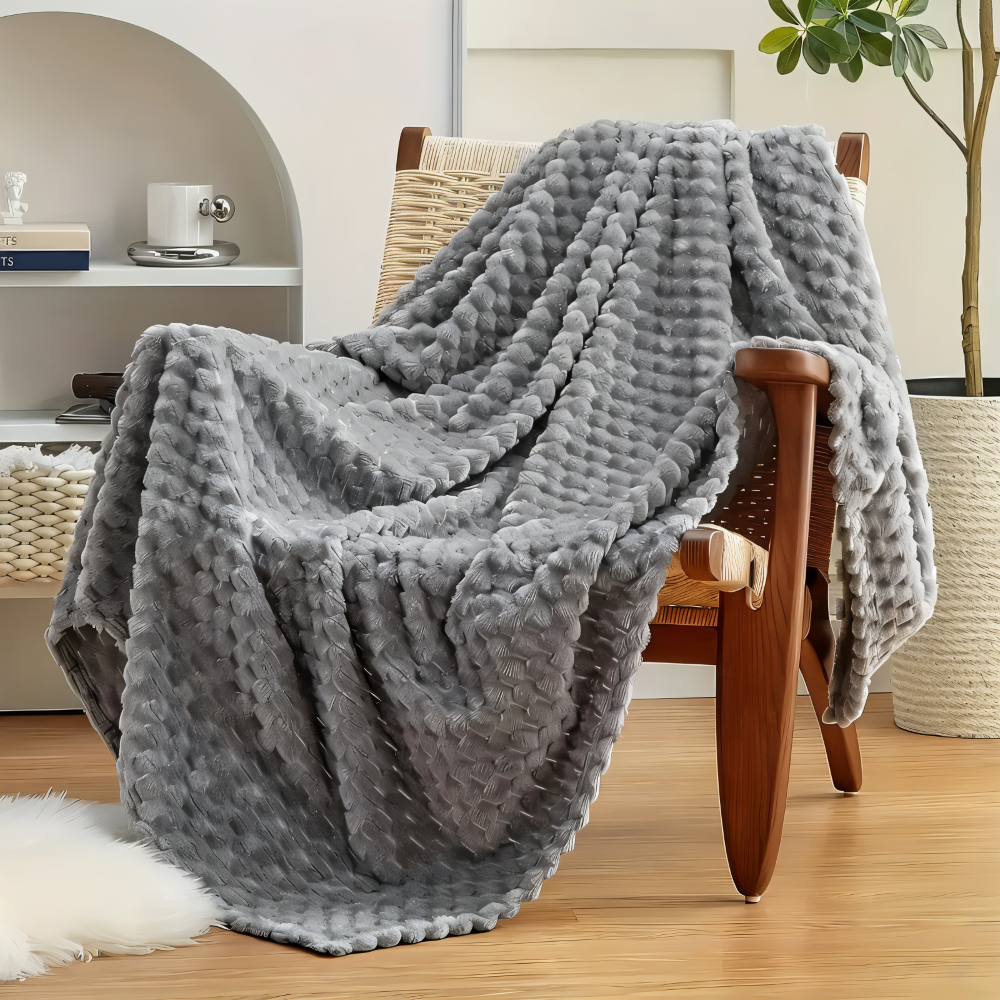 Liora Pluche Fleece Deken | Warmtevasthoudend Polyester, Geometrisch Design