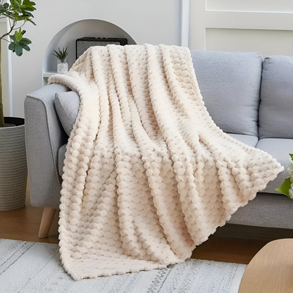Liora Pluche Fleece Deken | Warmtevasthoudend Polyester, Geometrisch Design
