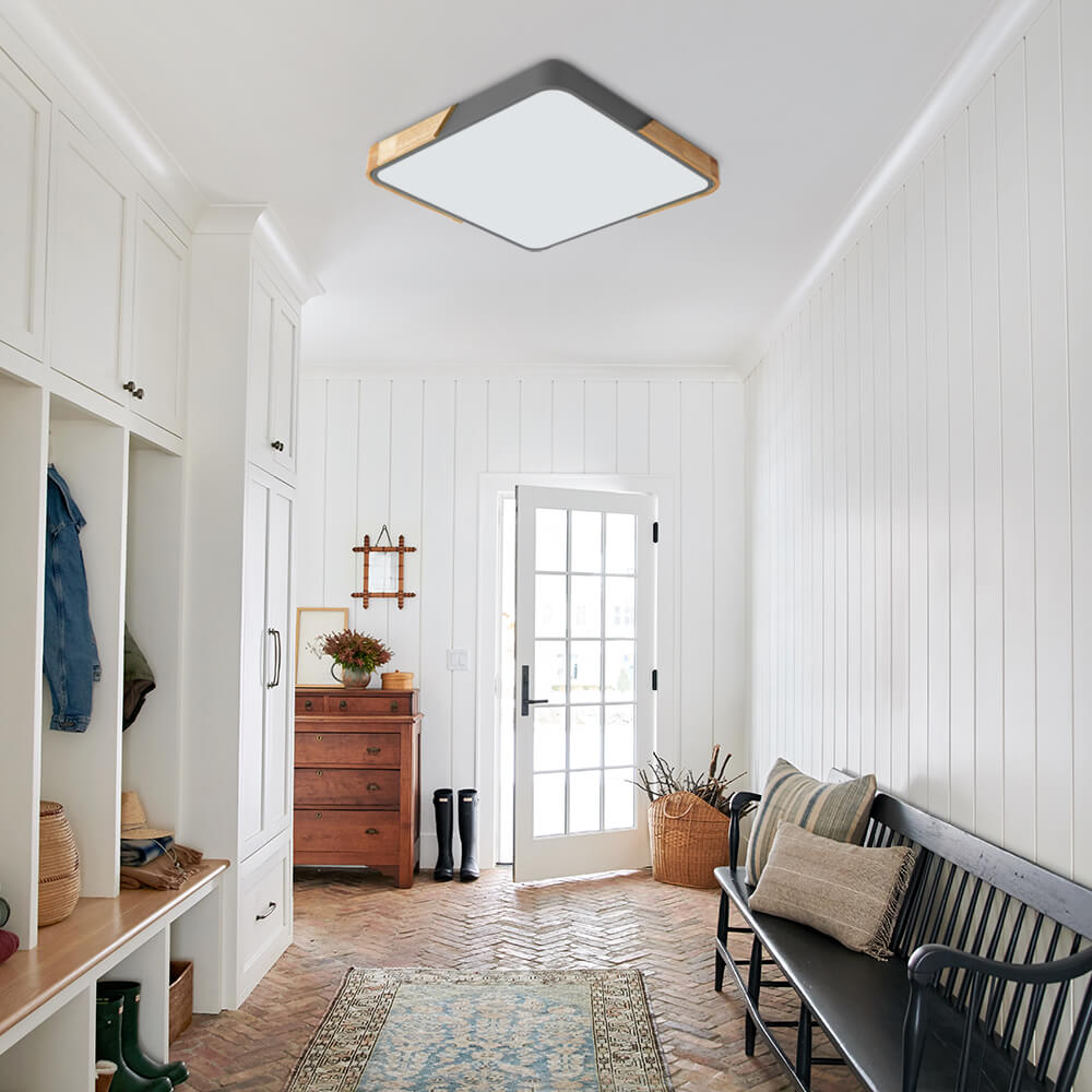 Löla LED Plafondlamp | Dimbaar, Hout & Acryl Diffuser
