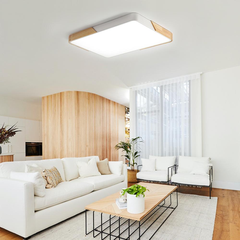 Löla LED Plafondlamp | Dimbaar, Hout & Acryl Diffuser