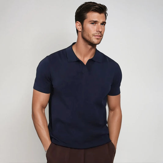 Polo Zonder Knopen Marineblauw