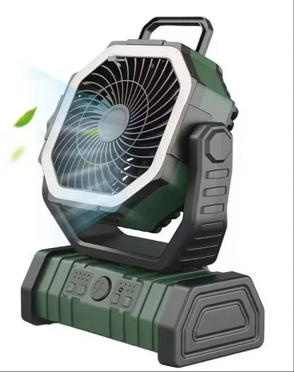 Draagbare campingventilator met LED-licht – koel blijven zonder stroom