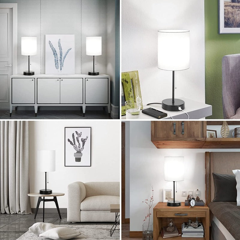 Sano Moderne Tafellamp Set | USB-Poorten en Stopcontact