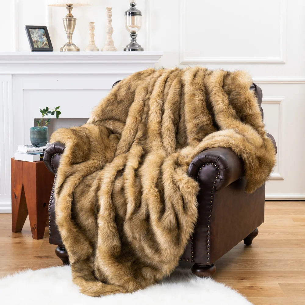 Sanza Fleece Deken voor op de Bank | Zacht, Warm met Vossenprint