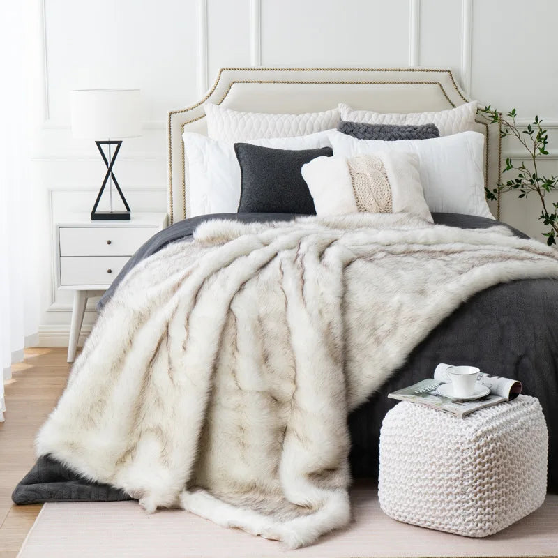 Sanza Fleece Deken voor op de Bank | Zacht, Warm met Vossenprint