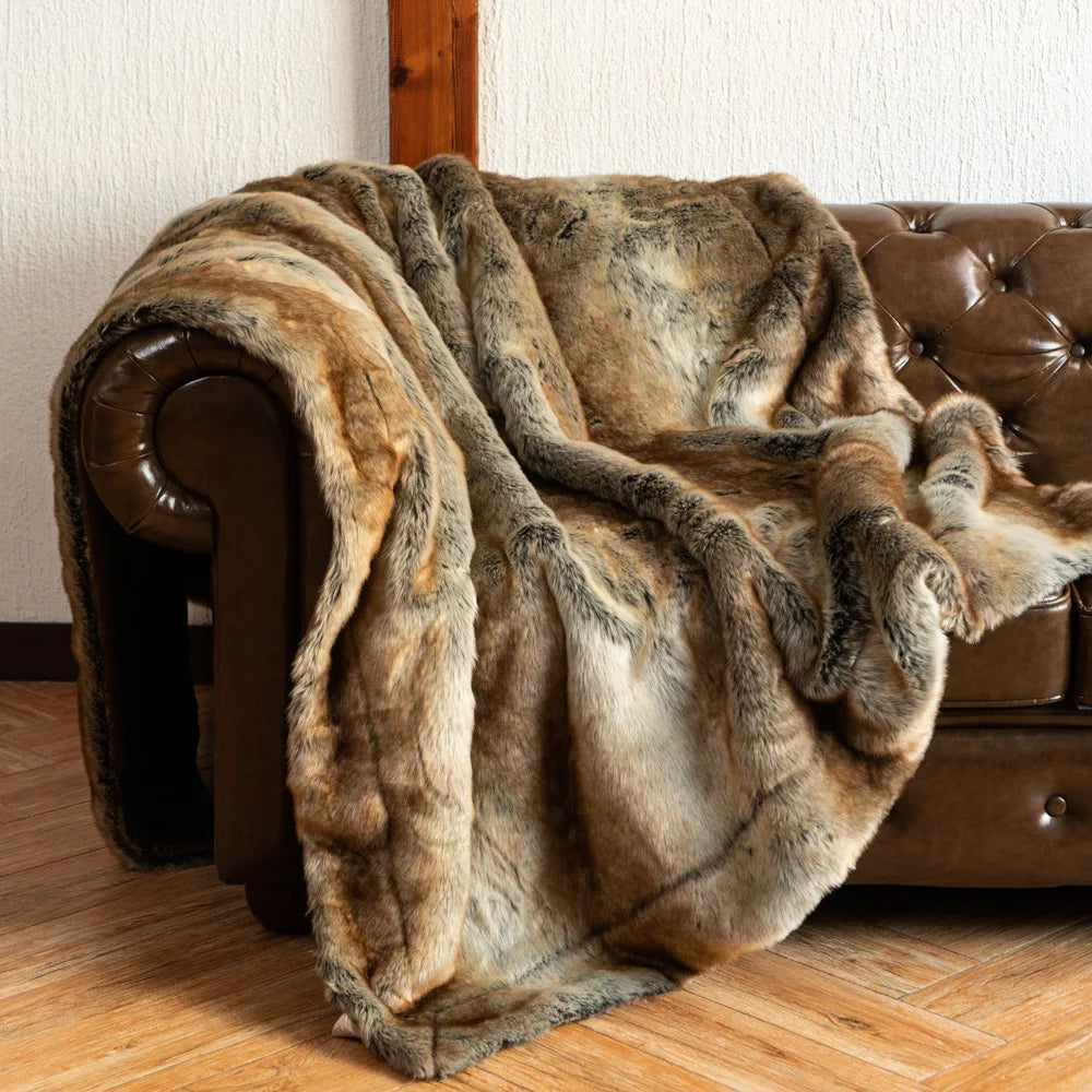 Sanza Fleece Deken voor op de Bank | Zacht, Warm met Vossenprint