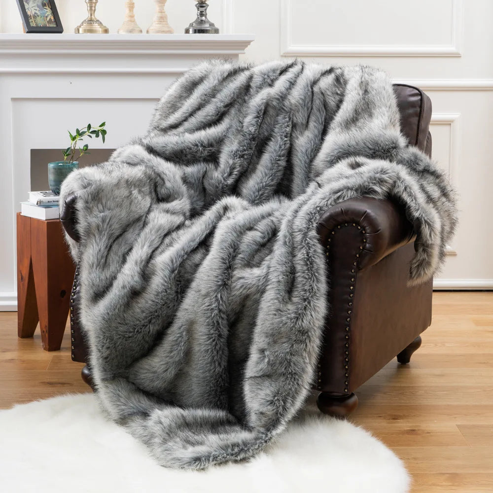 Sanza Fleece Deken voor op de Bank | Zacht, Warm met Vossenprint