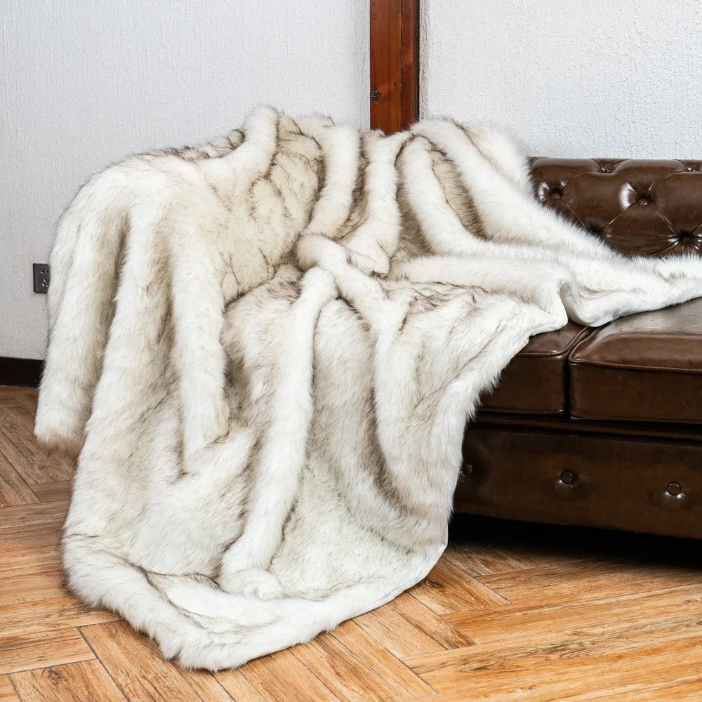 Sanza Fleece Deken voor op de Bank | Zacht, Warm met Vossenprint