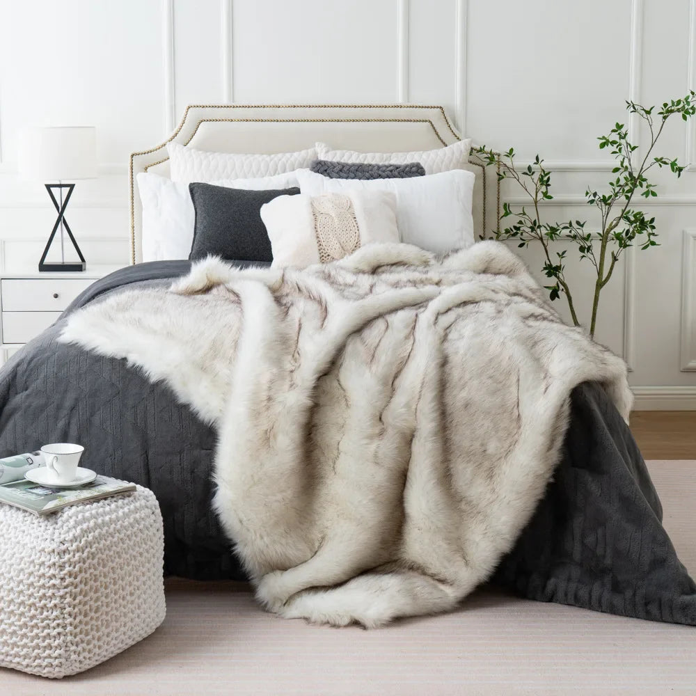 Sanza Fleece Deken voor op de Bank | Zacht, Warm met Vossenprint