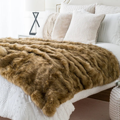 Sanza Fleece Deken voor op de Bank | Zacht, Warm met Vossenprint