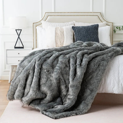 Sanza Fleece Deken voor op de Bank | Zacht, Warm met Vossenprint