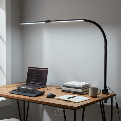 Sento Bureaulamp | Dimbaar LED, 3 Lichtkleuren, Zwanenhals, Metalen Klem