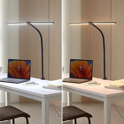 Sento Bureaulamp | Dimbaar LED, 3 Lichtkleuren, Zwanenhals, Metalen Klem