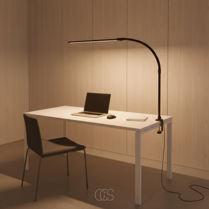 Sento Bureaulamp | Dimbaar LED, 3 Lichtkleuren, Zwanenhals, Metalen Klem