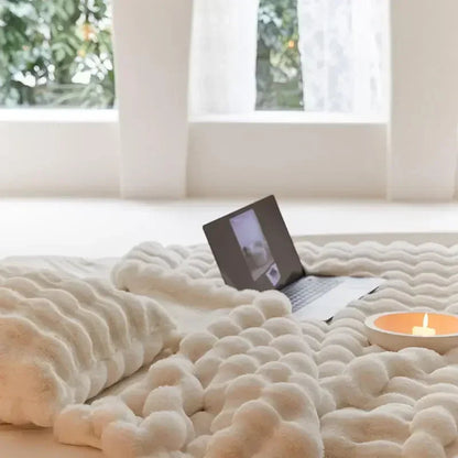 Sento Pluche Plaid | Zacht, Lichtbruin, Beige, Wit, Hemelsblauw, 100-230 cm