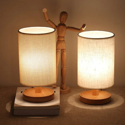 Sento Tafellamp | Organisch Hout & Linnen, Dimbaar, 3 Lichtkleuren