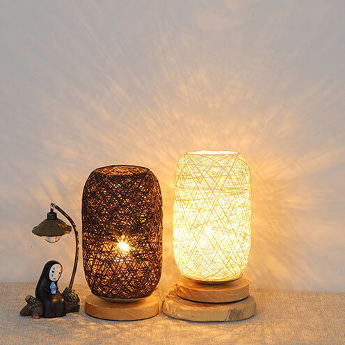 Sento Tafellamp | Rotan & Hout, Japandi-Stijl