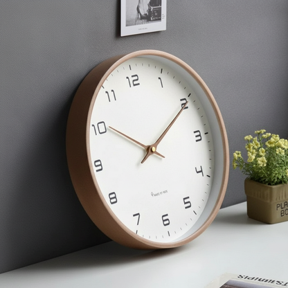 Sento Wandklok | Scandinavisch Massief Hout, Fluisterstil