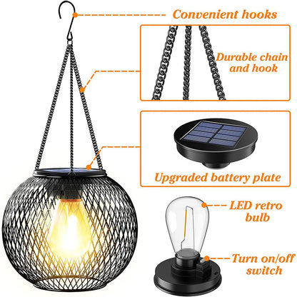 Solaire Buitenlamp | Zwarte Solar Lantaarn met Sensor en Warm Wit LED Licht