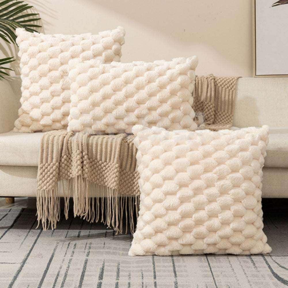 Sora Kussenhoes 50x50 | 3D Textuur, Katoen-Polyester, Roze voor Bank Kussens