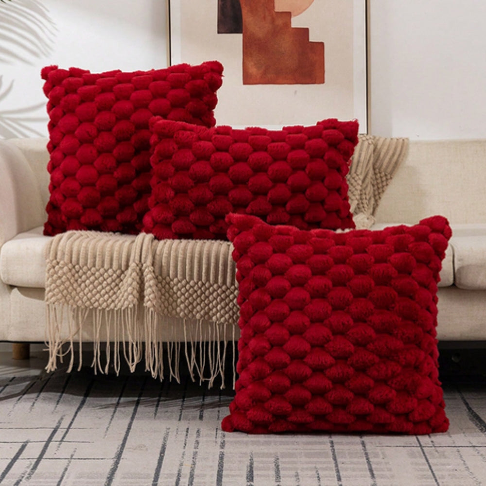 Sora Kussenhoes 50x50 | 3D Textuur, Katoen-Polyester, Roze voor Bank Kussens